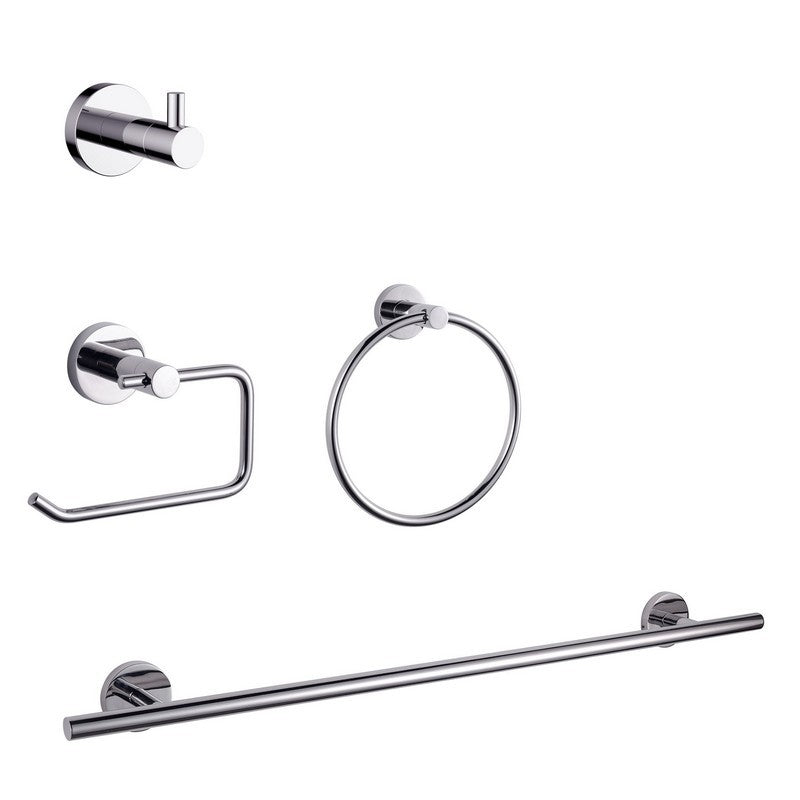 Lexora Bagno Nera 4-Piece Bathroom Accessory Set - Chrome | LAS16152PC