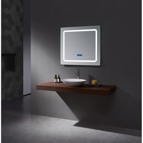 Image of Lexora Caldona 36" Wide x 36" Tall LED Mirror w/ Defogger | LC3636LEDM