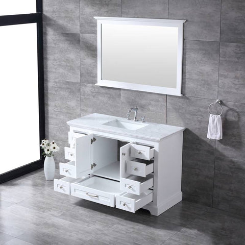 Image of Lexora Dukes White 48" Single Square Sink Vanity Set | LD342248SADSM46F