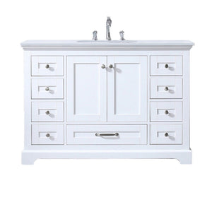 Dukes Modern White 48" Single Vanity with Quartz Top, No Mirror