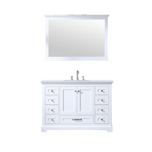 Dukes Modern White 48" Single Vanity with Quartz Top, With Faucet and Mirror
