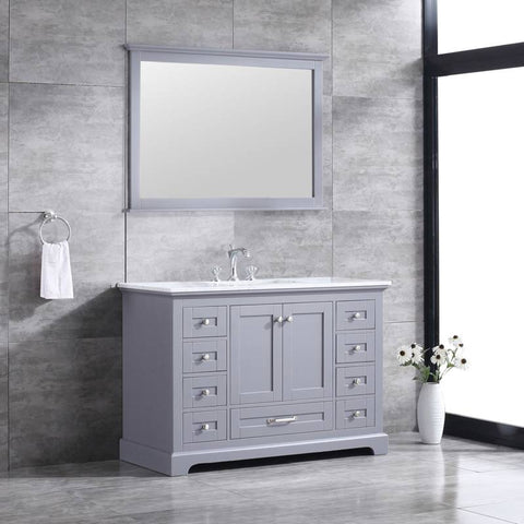 Image of Lexora Dukes Transitional Dark Grey 48" Single Square Sink Vanity Set | LD342248SBDSM46F