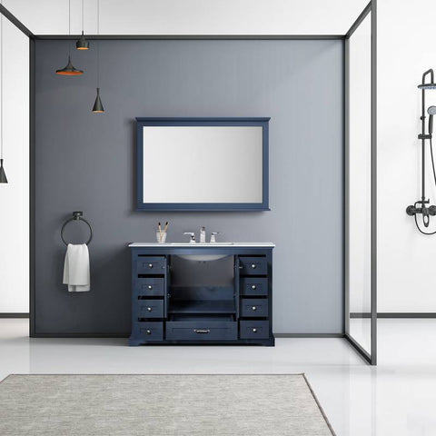 Image of Lexora Dukes Transitional Navy Blue 48" Single Sink Vanity Set | LD342248SEDSM46F