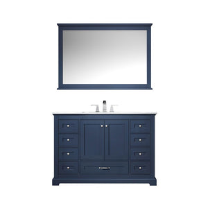 Dukes Modern Navy Blue 48" Single Vanity with Quartz Top With Mirror