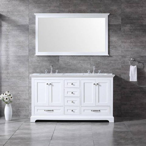 Image of Lexora Dukes Transitional White 60" Double Sink Vanity Set | LD342260DADSM58F