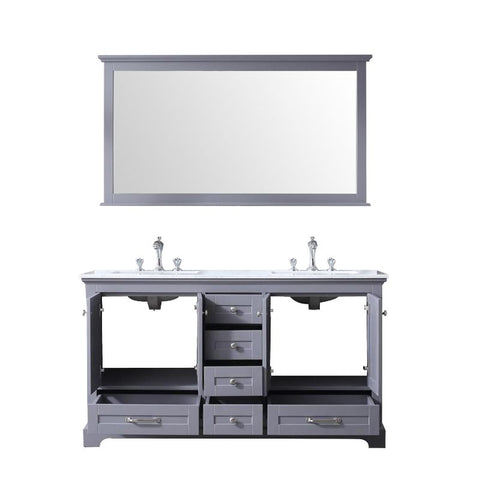 Image of Lexora Dukes Transitional Dark Grey 60" Double Sink Vanity Set | LD342260DBDSM58F
