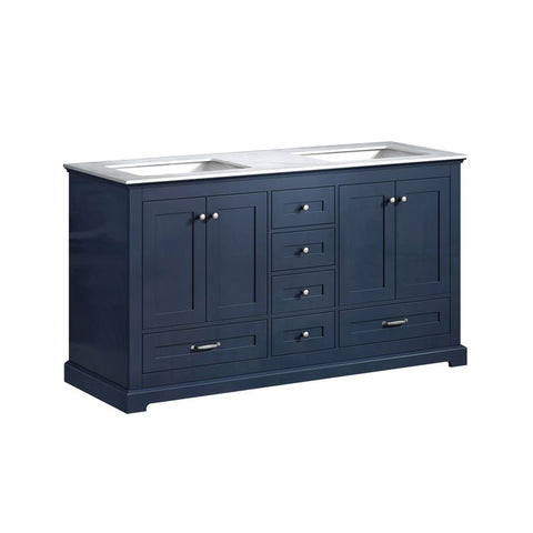 Image of Lexora Dukes Transitional Navy Blue 60" Double Vanity, no Mirror | LD342260DEDS000