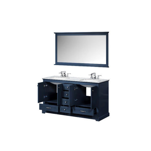 Image of Lexora Dukes Transitional Navy Blue 60" Double Vanity Set | LD342260DEDSM58F