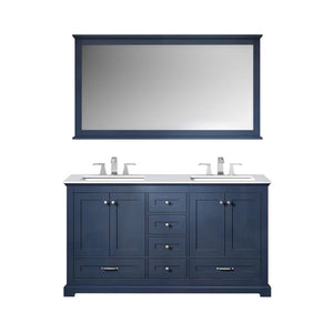 Dukes Modern Navy Blue 60" Double Vanity with Quartz Top With Mirror