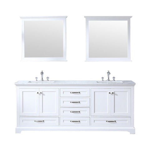 Image of Lexora Dukes Transitional White 80" Double Vanity Set | LD342280DADSM30F