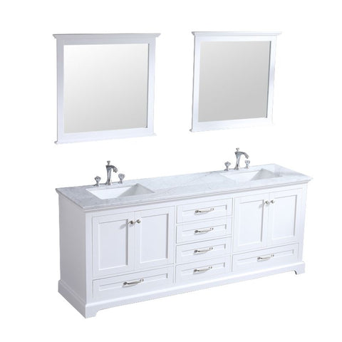 Image of Lexora Dukes Transitional White 80" Double Vanity Set | LD342280DADSM30F