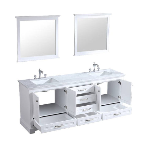 Image of Lexora Dukes Transitional White 80" Double Vanity Set | LD342280DADSM30F