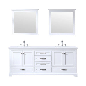 Dukes Modern White 80" Double Vanity with Quartz Top, With Faucet and Mirrors