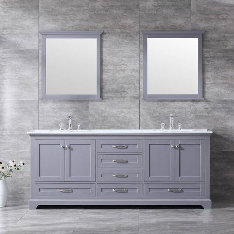 Image of Lexora Dukes Transitional Dark Grey 80" Double Vanity Set | LD342280DBDSM30F