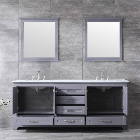 Image of Lexora Dukes Transitional Dark Grey 80" Double Vanity Set | LD342280DBDSM30F
