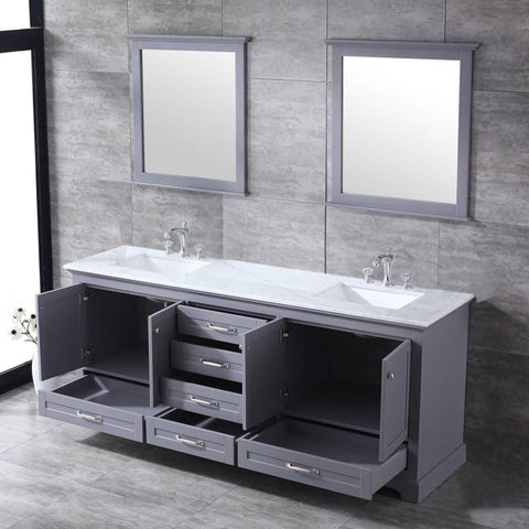 Image of Lexora Dukes Transitional Dark Grey 80" Double Vanity Set | LD342280DBDSM30F