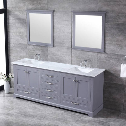 Image of Lexora Dukes Transitional Dark Grey 80" Double Vanity Set | LD342280DBDSM30F