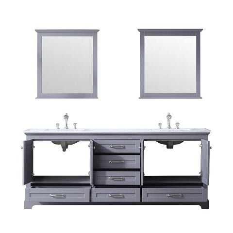 Image of Lexora Dukes Transitional Dark Grey 80" Double Vanity Set | LD342280DBDSM30F