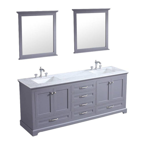 Image of Lexora Dukes Transitional Dark Grey 80" Double Vanity Set | LD342280DBDSM30F
