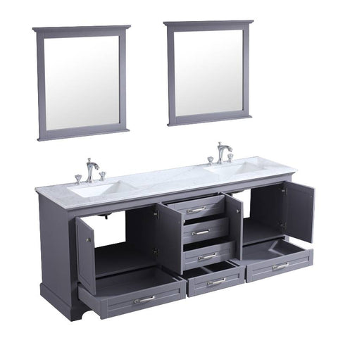 Image of Lexora Dukes Transitional Dark Grey 80" Double Vanity Set | LD342280DBDSM30F