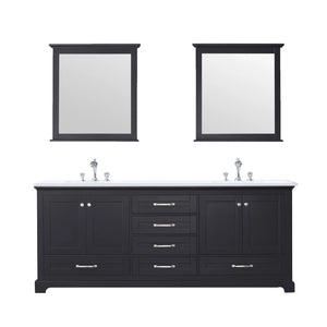 Dukes Modern Espresso 80" Double Vanity with Quartz Top, With Faucet and Mirrors