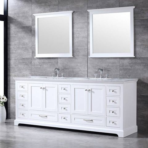 Image of Lexora Dukes Transitional White 84" Double Vanity Set | LD342284DADSM34F