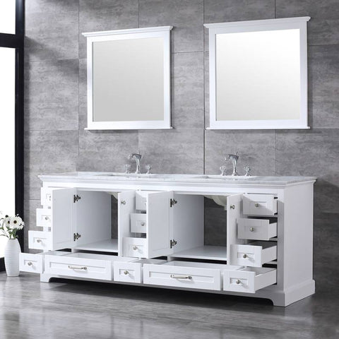 Image of Lexora Dukes Transitional White 84" Double Vanity Set | LD342284DADSM34F