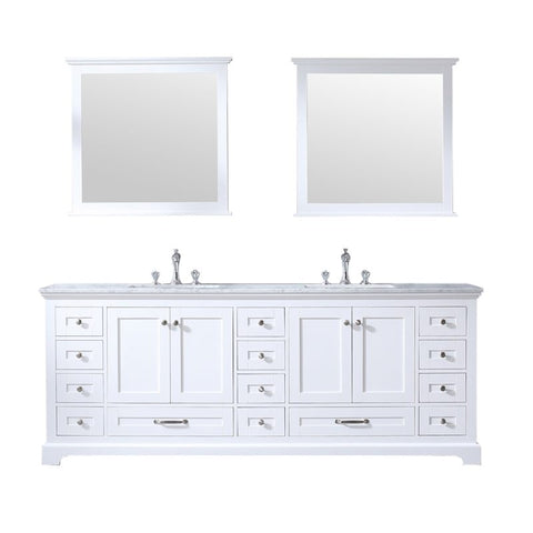 Image of Lexora Dukes Transitional White 84" Double Vanity Set | LD342284DADSM34F