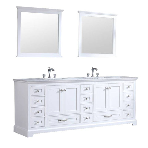 Image of Lexora Dukes Transitional White 84" Double Vanity Set | LD342284DADSM34F