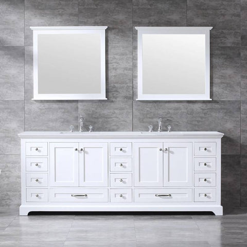 Image of Dukes Modern White 84" Double Vanity with Quartz Top With Mirror