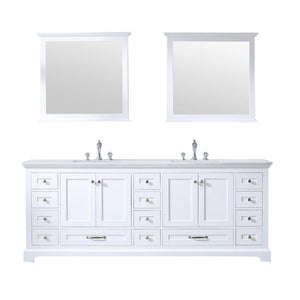 Dukes Modern White 84" Double Vanity with Quartz Top, With Faucet and Mirrors