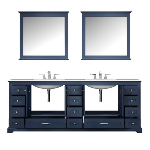 Image of Lexora Dukes Transitional Navy Blue 84" Double Vanity Set | LD342284DEDSM34F