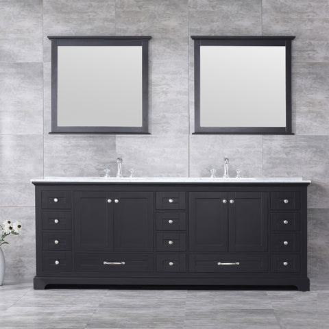 Image of Lexora Dukes Transitional Espresso 84" Double Vanity Set | LD342284DGDSM34F