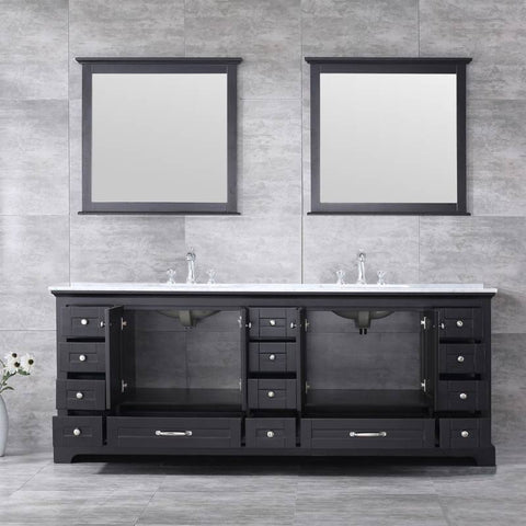 Image of Lexora Dukes Transitional Espresso 84" Double Vanity Set | LD342284DGDSM34F