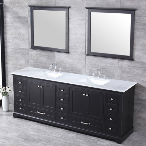 Image of Lexora Dukes Transitional Espresso 84" Double Vanity Set | LD342284DGDSM34F