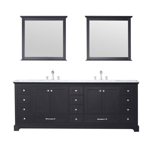Image of Lexora Dukes Transitional Espresso 84" Double Vanity Set | LD342284DGDSM34F