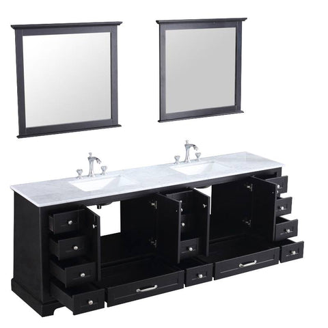 Image of Lexora Dukes Transitional Espresso 84" Double Vanity Set | LD342284DGDSM34F