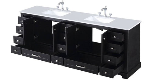 Image of Dukes Modern Espresso 84" Double Vanity with Quartz Top, No Mirror