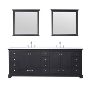 Dukes Modern Espresso 84" Double Vanity with Quartz Top, With Faucets and Mirrors
