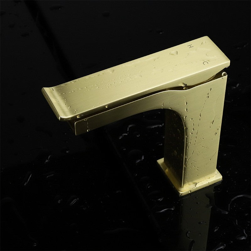 Balzani Brass Single Hole Waterfall Bathroom Faucet - Brushed Brass | LFS1011BS