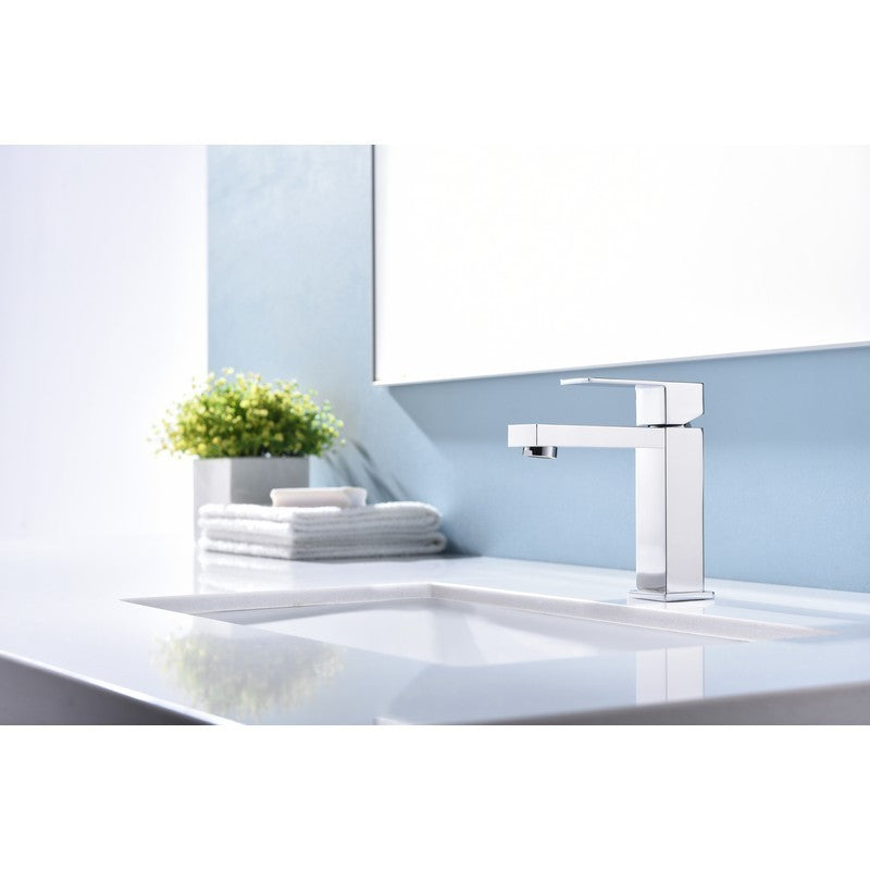 Lexora Monte Modern Stainless Steel Single Hole Bathroom Faucet - Chrome | LFS1012CH