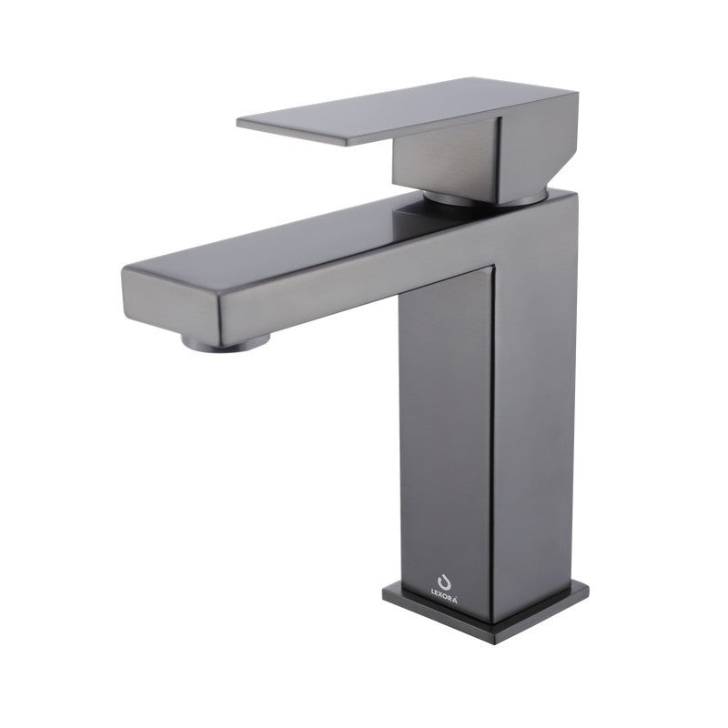Lexora Monte Modern Stainless Steel Single Hole Bathroom Faucet - Gun Metal | LFS1012GM