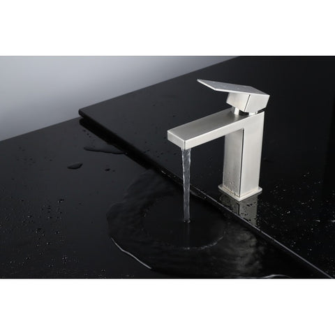 Image of Lexora Monte Modern Stainless Steel Single Hole Bathroom Faucet - Gun Metal | LFS1012GM
