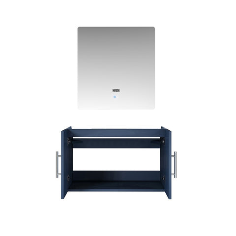 Image of Lexora Geneva Transitional Navy Blue 30" Vanity with 30" Led Mirror, no Top | LG192230DB00LM30
