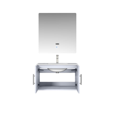 Image of Lexora Geneva Transitional Glossy White 30" Single Sink Vanity Set | LG192230DMDSLM30F