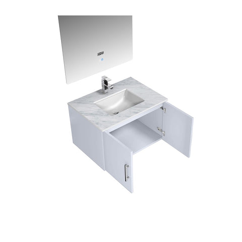 Image of Lexora Geneva Transitional Glossy White 30" Single Sink Vanity Set | LG192230DMDSLM30F