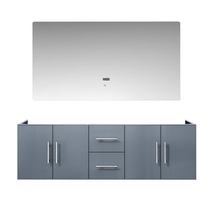 Lexora Geneva Transitional Dark Grey 60" Double Sink Vanity with 60" Led Mirror, no Top | LG192260DB00LM60
