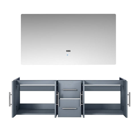 Image of Lexora Geneva Transitional Dark Grey 60" Double Sink Vanity with 60" Led Mirror, no Top | LG192260DB00LM60