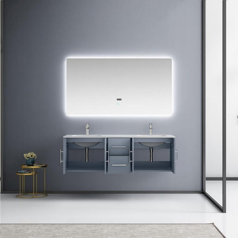 Image of Lexora Geneva Transitional Dark Grey 60" Double Sink Vanity Set | LG192260DBDSLM60F