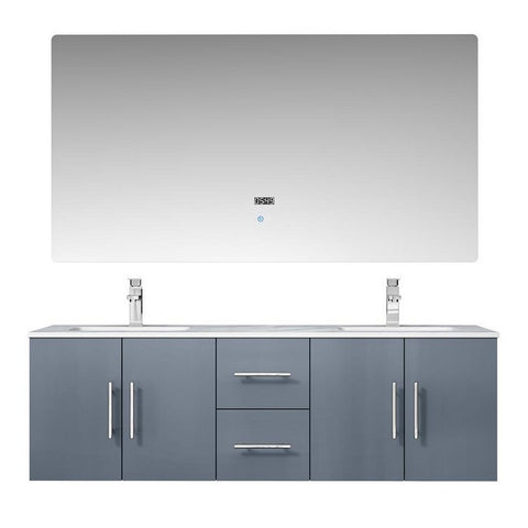 Image of Lexora Geneva Transitional Dark Grey 60" Double Sink Vanity Set | LG192260DBDSLM60F